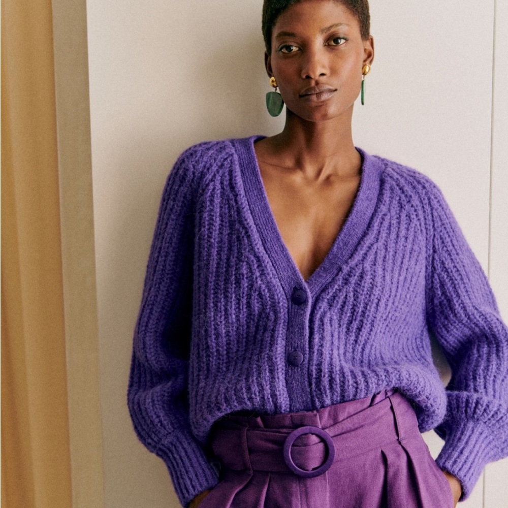 Sézane NWT Basile Cardigan in Purple Size L